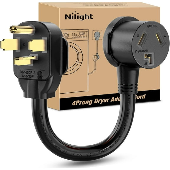 Nilight EV Dryer Adapter Cord 30 Amp to 30Amp 4 Prong 125V/250V 7500 Watt Pure Copper Dryers New Outlet Old Plug Conversion Heavy Duty 10 Gauge Wires 14-30P 10-30R 30M/30F