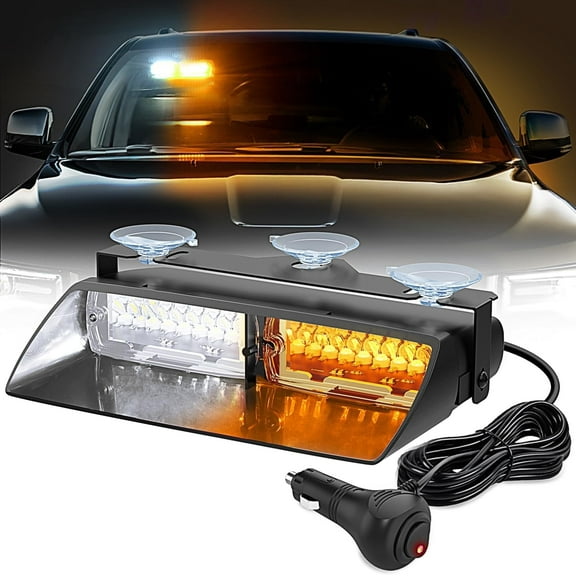 Nilight Emergency Strobe Lights Windshield Hazard Warning Safety Flash Lights with Suction Cups Super Bright LED Lights Amber White