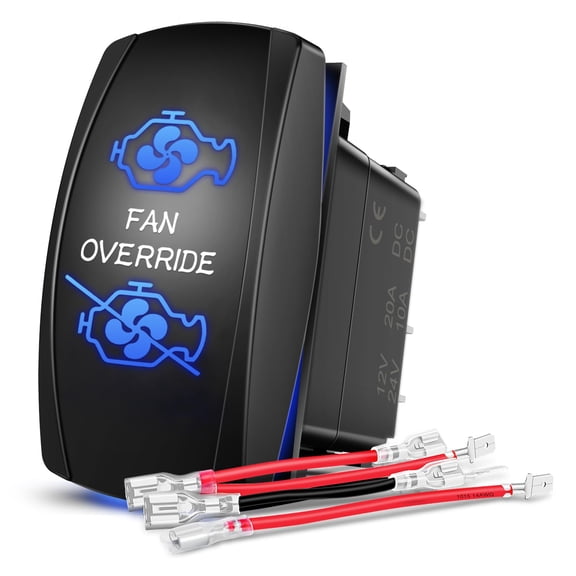 Nilight Fan Override Rocker Switch Led Light Bar 5 Pin Laser On Off SPST Switches 20A/12V 10A/24V Blue with Jumper Wires Set for Cars Trucks Boats ATVs UTVs RVs
