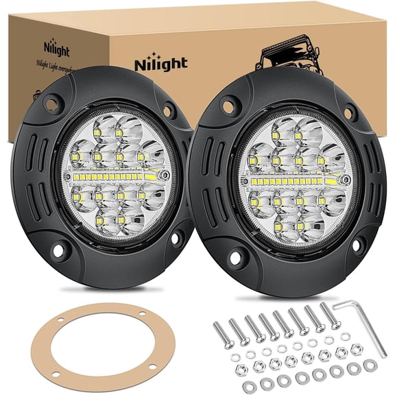 Nilight Flush Mount LED Light Pods 2PCS 5 Inch 36W Upgraded Spot Flood Combo Beam Round Driving Lights Fog Work Backup Bumper Lighting for Offroad 4x4 Truck SUV
