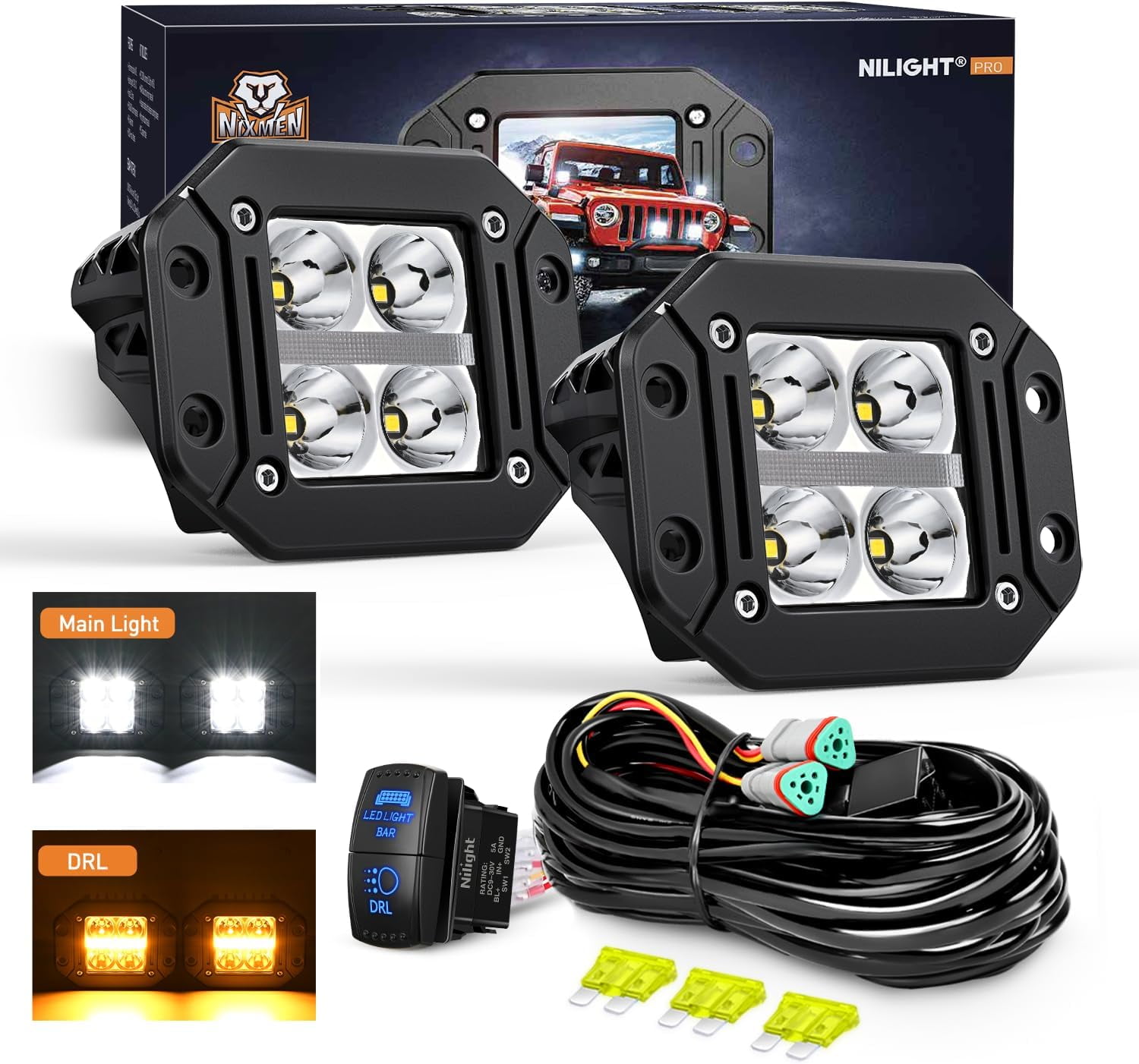 Ilumina Tu Off-road Con Estilo: 2 LED Work Light Con Halo RGB Bluetooth (Flush Mount)