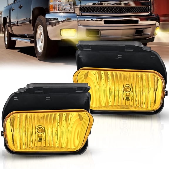 Nilight Fog Light Assembly Compatible with 2002 2003 2004 2005 2006 2007 Chevy Silverado 1500 2500 3500 2002-2006 Chevy Avalanche w/o Body Cladding with H10 Halogen Bulbs Amber Lens, 2 Years Warranty