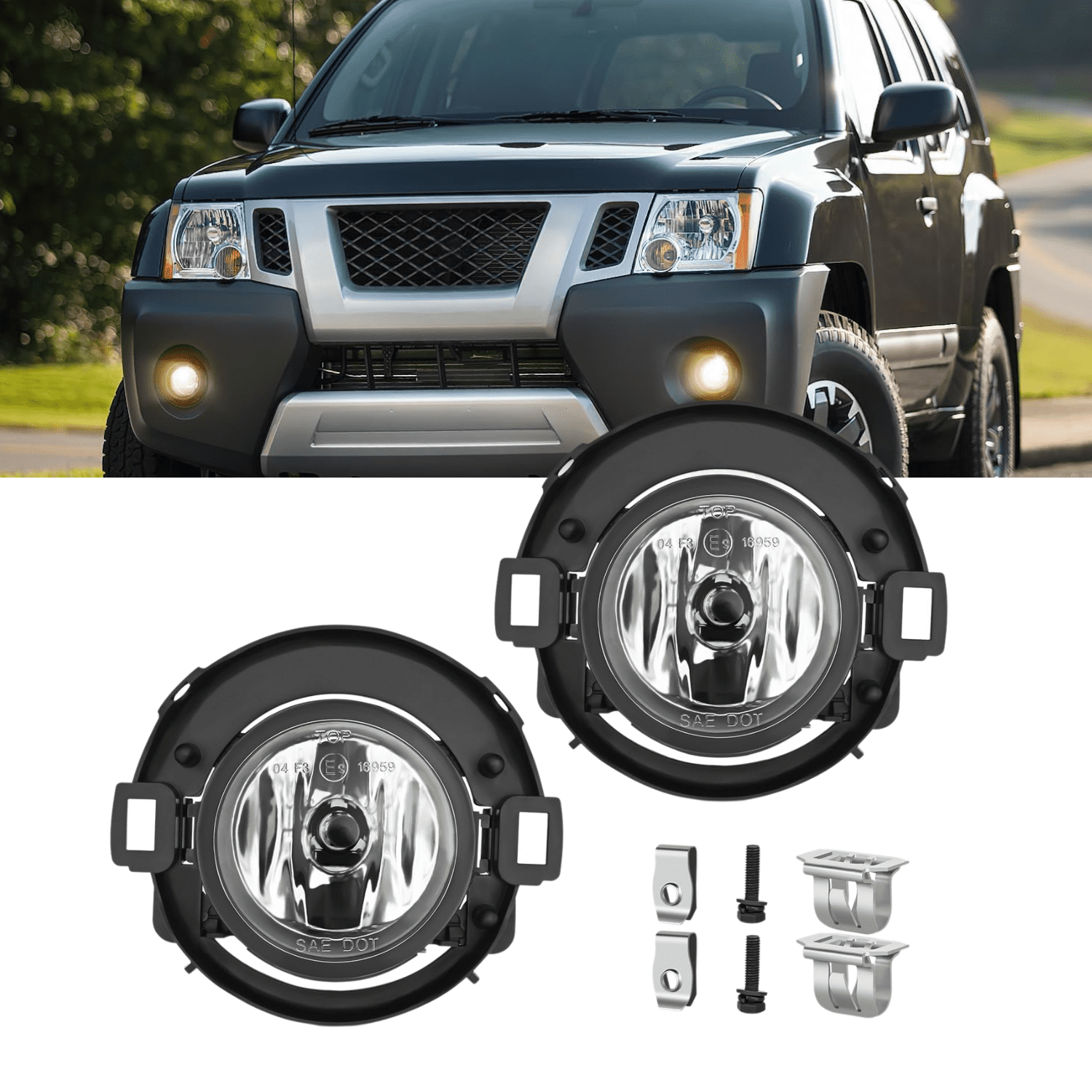 Nilight Fog Light Assembly for Nissan Frontier 2010–2019 & Nissan Xterra 2005–2015, Plastic Bumper Only, Clear Lens Driving Lamps, Driver & Passenger Side