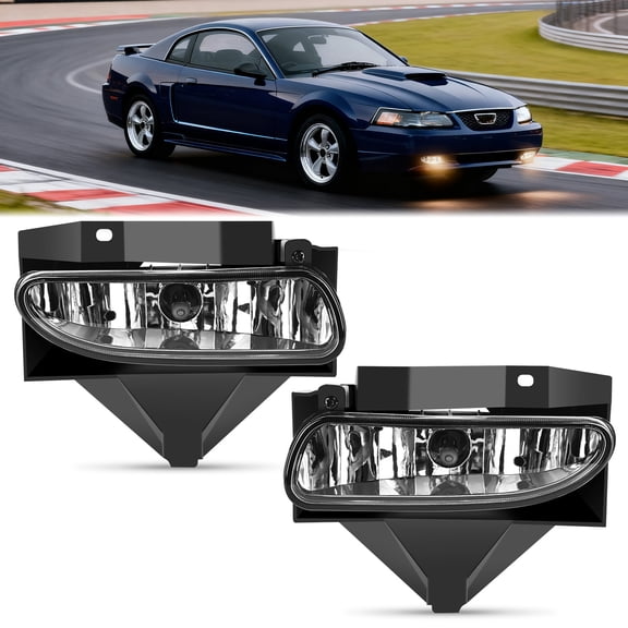 Nilight Fog Lights Assembly Compatible with 1999 2000 2001 2002 2003 2004 Ford Mustang 1999-2004 Mustang Fog Lamp Replacement Clear Lens w/12V 880 27W Bulbs