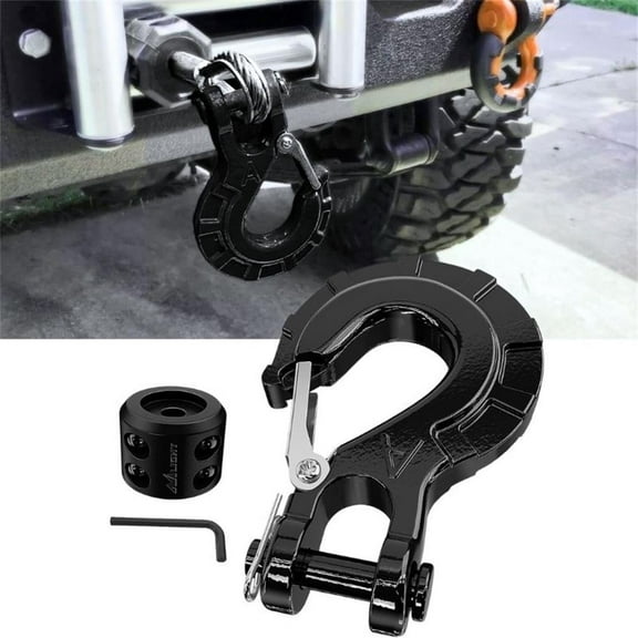 Nilight Forged Steel Winch Hook 3/8" Grade 70 Safety Latch Winch Cable Hook Stopper & Clevis Slip Hook Sets with Allen Wrench,Max 35,000 lbs,Black