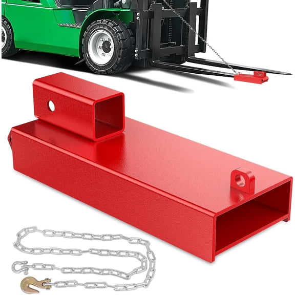 Nilight Forklift Trailer Hitch Attachment Fits 2 Inch Receiver Clamp on Pallet Fork Trailer Towing Adapter with Safety Chain & Hook Red