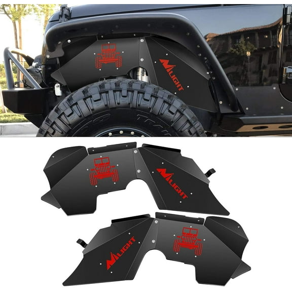 Nilight Front Inner Fender LinersWheel Cover Fit for 2007-2018 Wrangler JK JKU 4WD (4-Door/2-Door) Unlimited Bolt-on Style Fender Flares Splash Guards