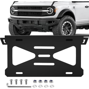 Nilight Front License Plate Bracket fit for Ford Bronco 2/4 Door 2021 2022 2023 2024 2025 2026 Steel License Plate Mounting Holder for Heavy-Duty Modular Bumper no Drilling Required Rattle-Free Black