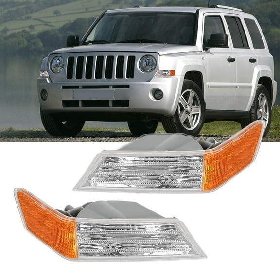 Nilight Front Turn Signals Light Clear Amber Lens Parking Light Day Running Light Side Marker Light Compatible with 2007-2017 Jeep Patriot Driver & Passenger Side