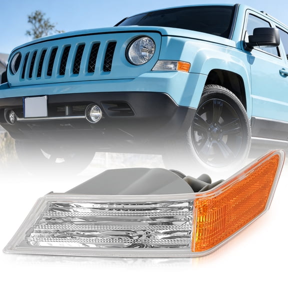 Nilight Front Turn Signals Light Clear Amber Lens Parking Light Day Running Light Side Marker Light Compatible with 2007-2017 Jeep Patriot Driver Side
