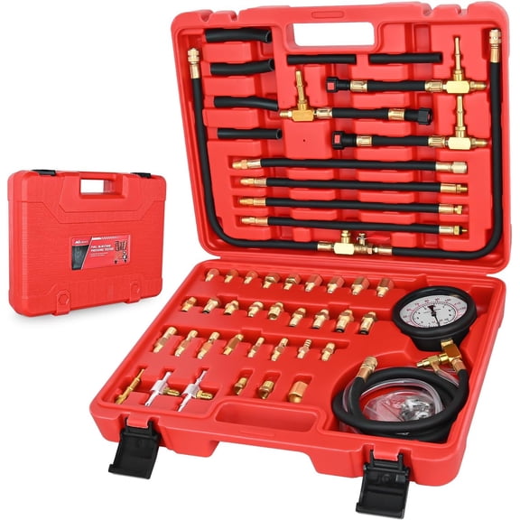 Nilight Fuel Pressure Tester Kit, 0-140 PSI Fuel Pressure Gauge with 9.49,7.89,6.30 Fuel Line Fittings, Master Fuel Injection Pressure Automotive Test Tool