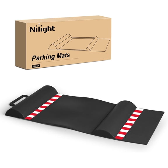 Nilight Garage Parking Mat, Durable Wheel Stop Pad Parking Aid with Reflective Strips for or Cars SUVs Trucks, 1-Pack