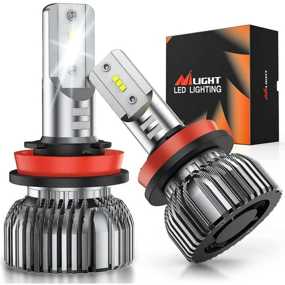 Nilight H11 LED Headlight Bulbs 350% Brighter 50W 10000lm Headlamp Bulbs Mini Size H9 High Beam H11 Low Beam H11/H9/H8/H16 Fog Light 6000K Cool White Pack of 2
