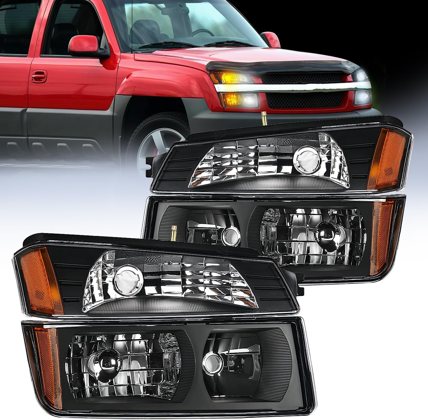 Nilight Headlight Assembly for 2002 2003 2004 2005 2006 Chevy Avalanche