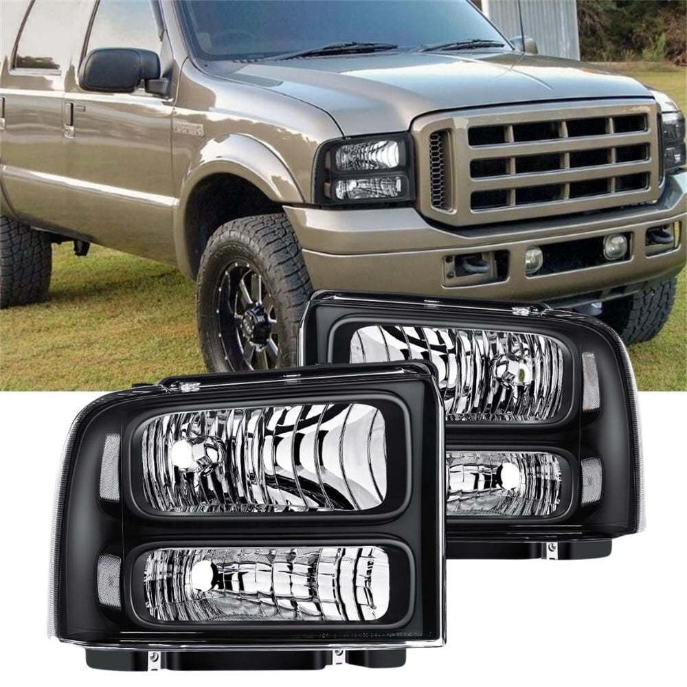 Crystal Corner Headlights For 2005-2007 Ford Super Duty – Chrome Housing, Clear Lens 6 thumbnail image