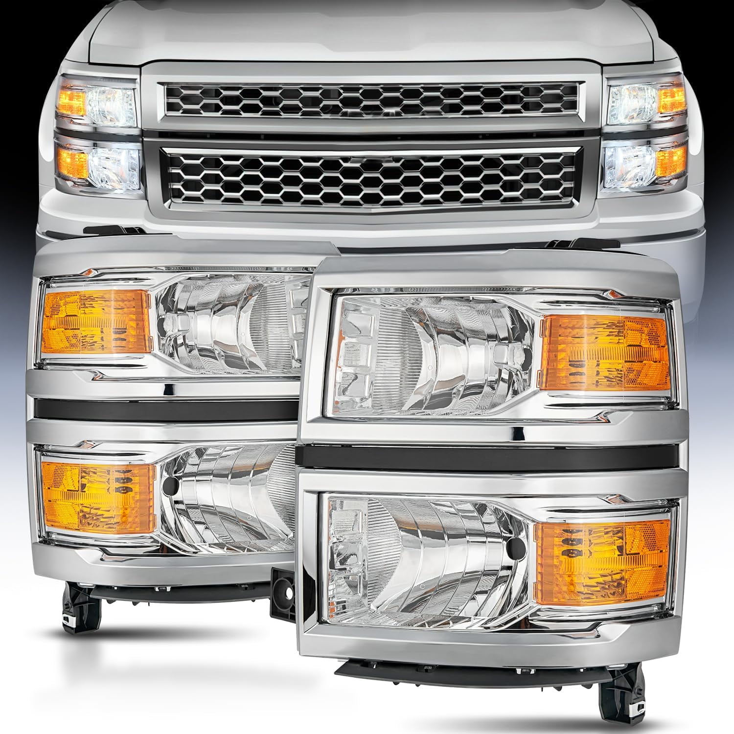 Nilight Headlight Assembly for 2014 2015 Chevy Silverado 1500 Pickup