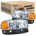 thumbnail image 1 of Nilight Headlight Assembly Compatible for 1999 2000 2001 2002 2003 2004 2005 2006 GMC Sierra Yukon, Smoke Bumper Light Chrome Housing Amber Corner Clear Lens, Headlights Assembly Replacement, 1 of 8