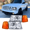 thumbnail image 1 of Headlamp Set for 2001 - 2011 Ford Ranger Chrome Headlamp Bar Yellow Reflector, 1 of 7