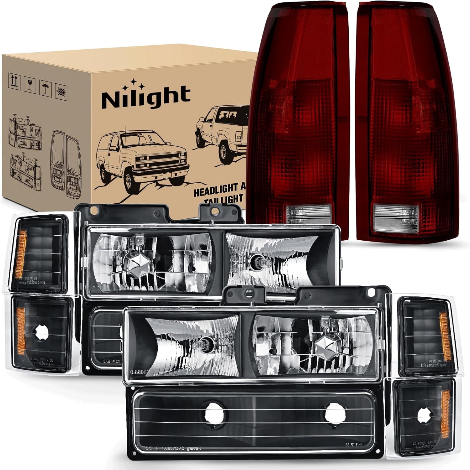 Nilight Headlight and Taillight Assembly Combo Compatible with 1994 ...