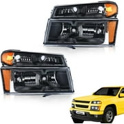 Nilight Headlights Assembly for 2004-2012 Chevy Colorado,GMC Canyon 2004 2005 2006 2007 2008 2009 2010 2011 2012, Headlamp Black Housing,