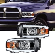 Nilight Headlights Assembly Led DRL for 2002-2005 Dodge Ram 1500/2003 2004 2005 Dodge Ram 2500 3500 Headlamp, Black Housing Amber Reflector