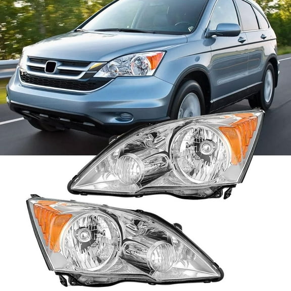 Nilight Headlights Assembly for Honda CRV(CR-V) 2007 2008 2009 2010 2011 Headlamp Chrome Housing Amber Reflector