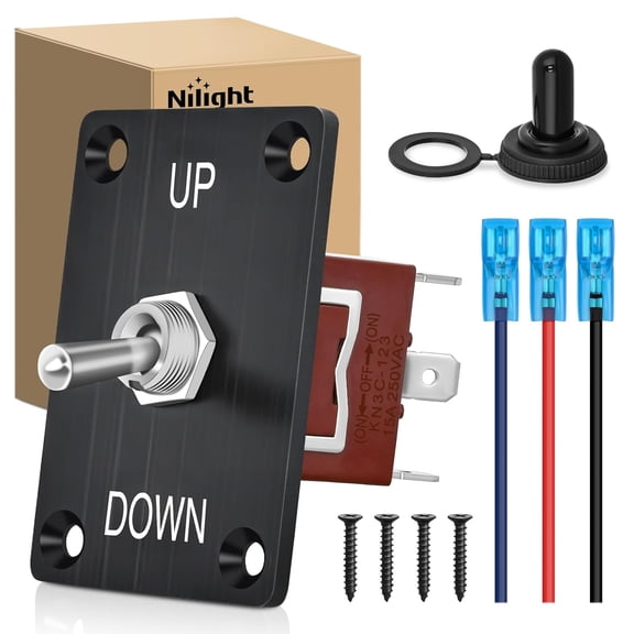 Nilight Heavy Duty Momentary Toggle Switch Waterproof 3 Pin 3 Position (ON)-Off-(ON) SPDT 12V DC 30A with Up-Down Mounting Panel and Weatherproof Cap Cover for Auto Car Marine Boat Automotive