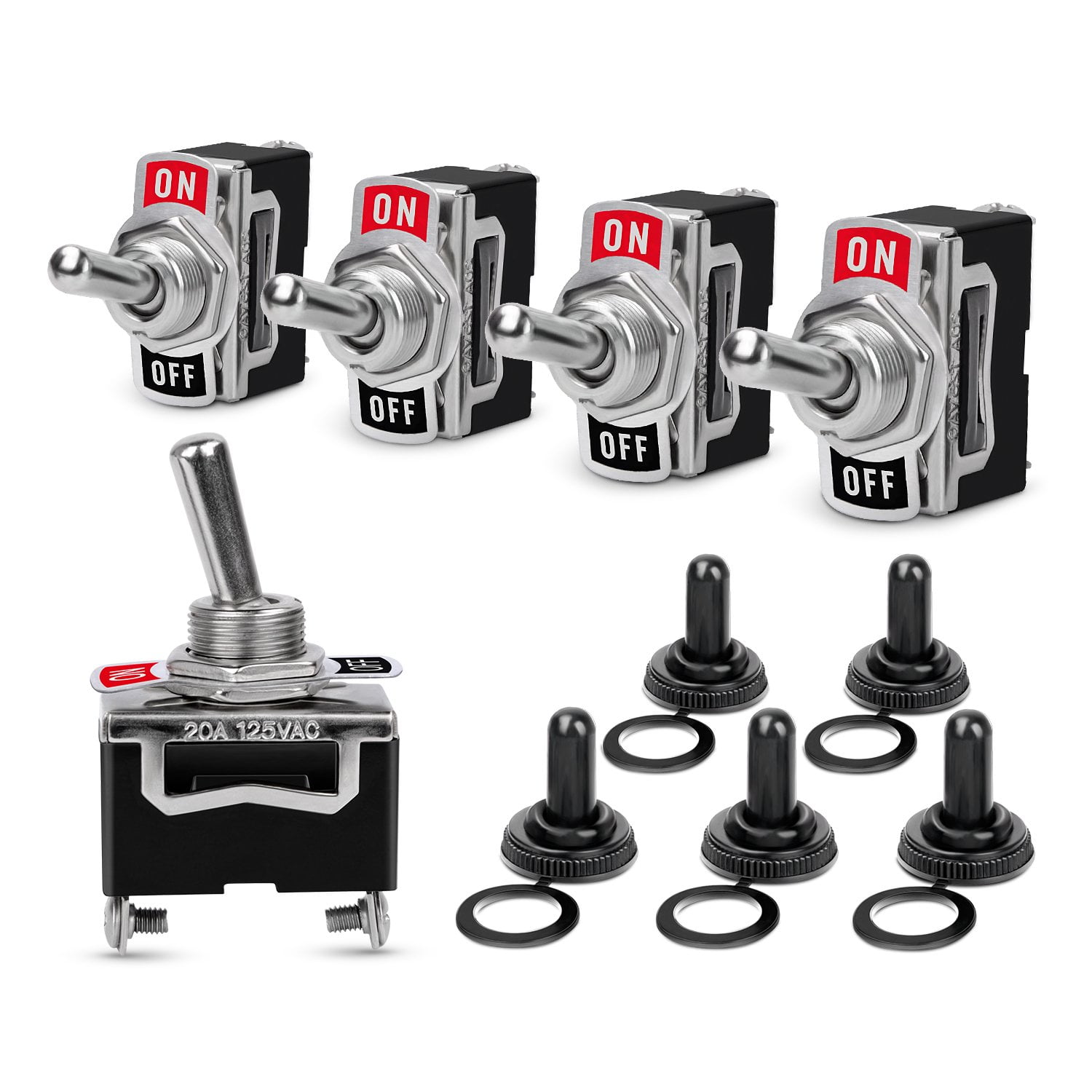 10A 12V DC Rocker Switch QWORK® Pack Of 4 ON/OFF Rocker Toggle Switch ...