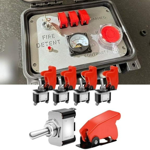 5 Pack Heavy Duty Rocker Toggle Switch 12V 20A SPST ON/Off 2Pin with Red Aircraft Safety Cover for Auto Car Marine Boat