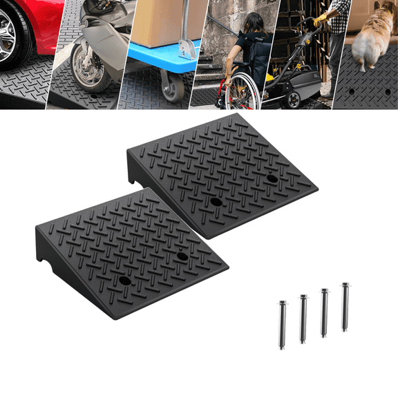 Nilight Heavy-Duty Rubber Threshold Ramp  5-Inch Height Curb Riser for Vehicles, Wheelchairs, Scooters, Lawn Mowers & Mobility Devices (2-Pack, 7000 lb Capacity, Black)
