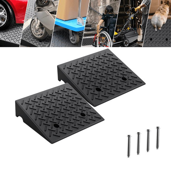 Nilight Heavy-Duty Rubber Threshold Ramps  2-Pack, 4.3-Inch Rise Curb Ramp for Vehicles, Wheelchairs, Scooters & Lawn Mowers, 7000 lb Capacity, Black Industrial-Grade Rubber