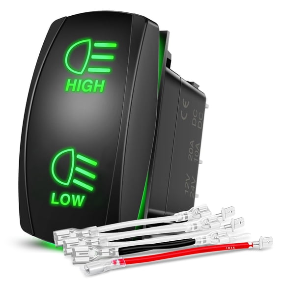 Nilight High Low Beam Headlights Rocker Switch Toggle On/Off/On DPDT 7Pin 12V 24V High/Low Jumper Wires for Cars Trucks Caravans Trailer Tractor RV SUV ATV UTV