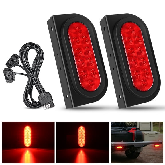 Nilight Hitch Cargo Carrier Oval Light Kit 2PCS 6Inch Red Lights w/Flush Mount Grommet Bracket Harness Waterproof Stop Turn Signal Tail Light for Luggage Rack Bike Rack Truck Trailer