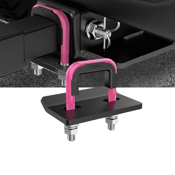 Nilight Hitch Receiver Tightener Anti Rattle Clamp for 2" Trailer Hitch, Heavy Duty U-Bolt Hitch Stabilizer with Rubber Cover Hot Pink Electrophoresis Anti-Rust Plate