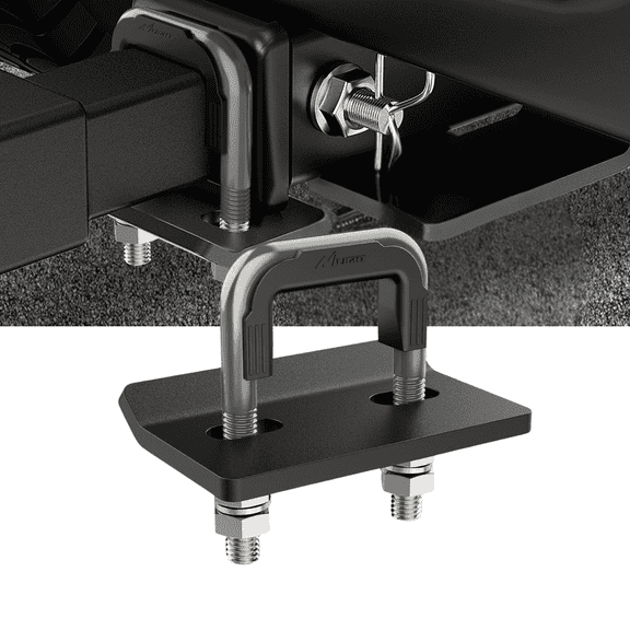 Nilight Hitch Tightener Stabilizer for 2" Trailer Hitch Receiver, Anti Rattle Heavy Duty U-Bolt Hitch Clamp with Rubber Cover Gray Electrophoresis Anti-Rust Plate