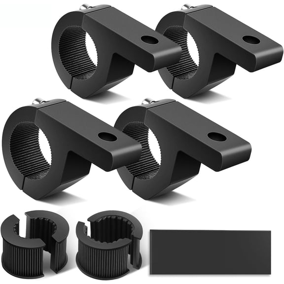 Nilight - 4PCS LED Light Bar Horizontal Bar Clamp Mounting Kit Fit on 0.75" 1" 1.25" Bull Bars Roof Racks Roll Cages for ATV UTV and Trucks, 2 Years Warranty,Black
