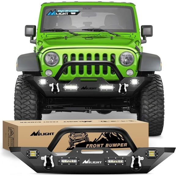 Nilight Front Bumper Compatible for 2007 2008 2009 2010 2011 2012 2013 2014 2015 2016 2017 2018 Jeep Wrangler JK/JKU Rock Crawler Winch Plate