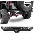 thumbnail image 1 of Nilight JK-52A 07-18 Rear Compatible for 2007-2018 Jeep Wrangler JK,Rock Crawler Bumper with Hitch Receiver & 2X Upgraded 40W LED Lights Off Road Textured Black,2 Years Warranty, 1 of 9