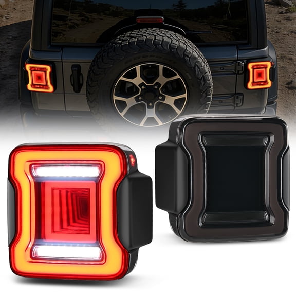 Nilight JL Tail Light LED Smoked Lens LED White Back Up Reverse Light Red Running Brake Stop Turn Signals Light DOT APPROVED Taillight Compatible With 2018-2023 Jeep Wrangler JL