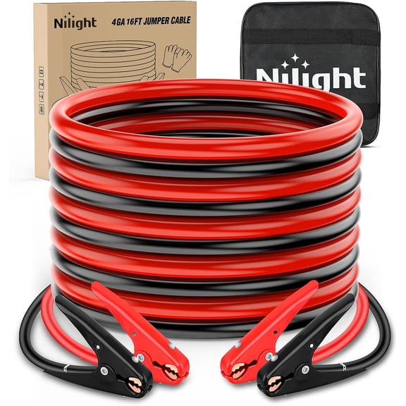 Nilight Jumper Cables for Car Battery 4 Gauge 25 FT Booster Cable Heavy Duty 600 A CCA with Carrying Bag Jump Start Emergency Kit Pickup Truck RV Vans SUV
