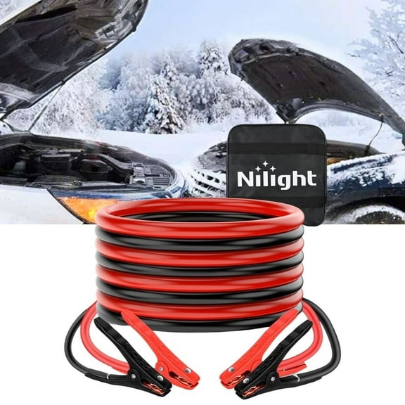 Nilight Jumper Cables for Car Battery 6 Gauge 16 FT Booster Cable Heavy Duty 450 A CCA Jumper Cable with Carrying Bag Jump Start Battery Kit for Pickup Vans Sedan Motorcycle
