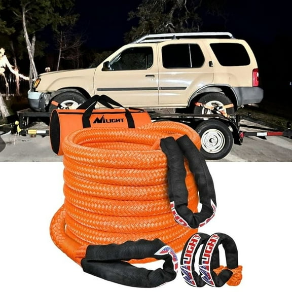 Nilight Kinetic Recovery Rope (33,000LBS) 1in x 30ft with Soft Shackle(56,000LBS) 1/2 iInch x 24 inch 2PCS Heavy-Duty Offroad Snatch Strap Kit for Truck Car Tractor