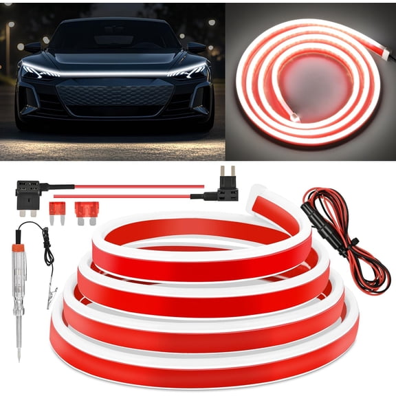 Nilight LED Hood Light Strip, 79Inch Flexible Car Hood Light Waterproof Dynamic Startup Daytime Running Light for Cars, SUVs, Trucks, White