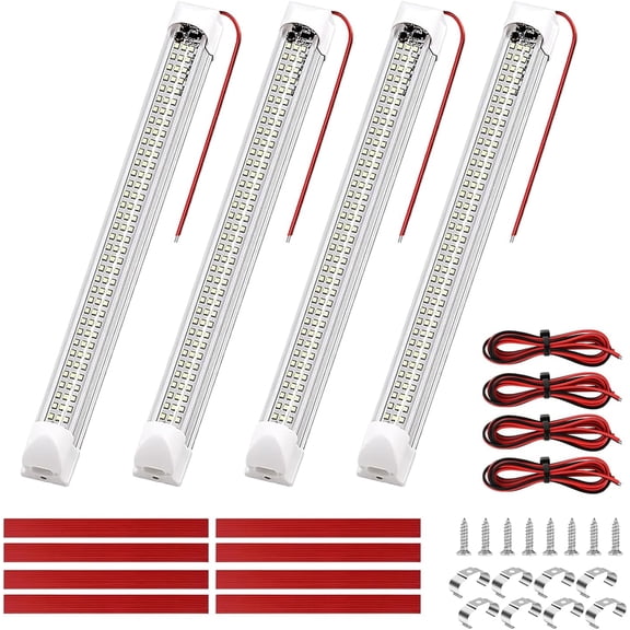 Nilight LED Interior Light Bar 4PCS 13.4 Inch 7W 108LEDs 1600LM with On/Off Switch, 12V-85V Strip Lights for RV Camper Caravan Motorhome Enclosed Cargo Trailer Truck Van Boat