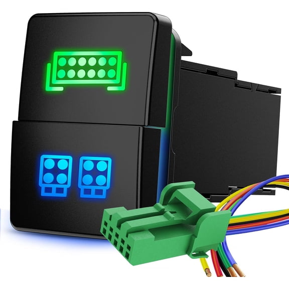 Nilight LED Light BAR & LED Work Lights Dual Push Button Switch 12V ON Off Switches with Connector Wire Kit 1.28" x 0.87" Replacement for Toyota Sequoia Highlander Tacoma Tundra 4Runner RAVR Yaris