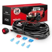 Nilight LED Light Bar 15 FT Wiring Harness Kit - 2 Leads 16AWG 12V On Off Switch Power Relay Blade Fuse for Off Road Lights LED Work Light