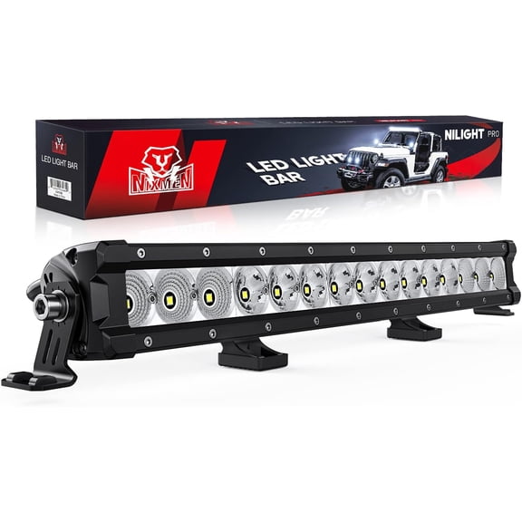 Nilight LED Light Bar 20 Inch 75W Flood Spot Combo Beam 9000LM IP68 Offroad Single Row Slim LED Driving Lighting for Pickup Truck SUV ATV UTV Boat Jeep
