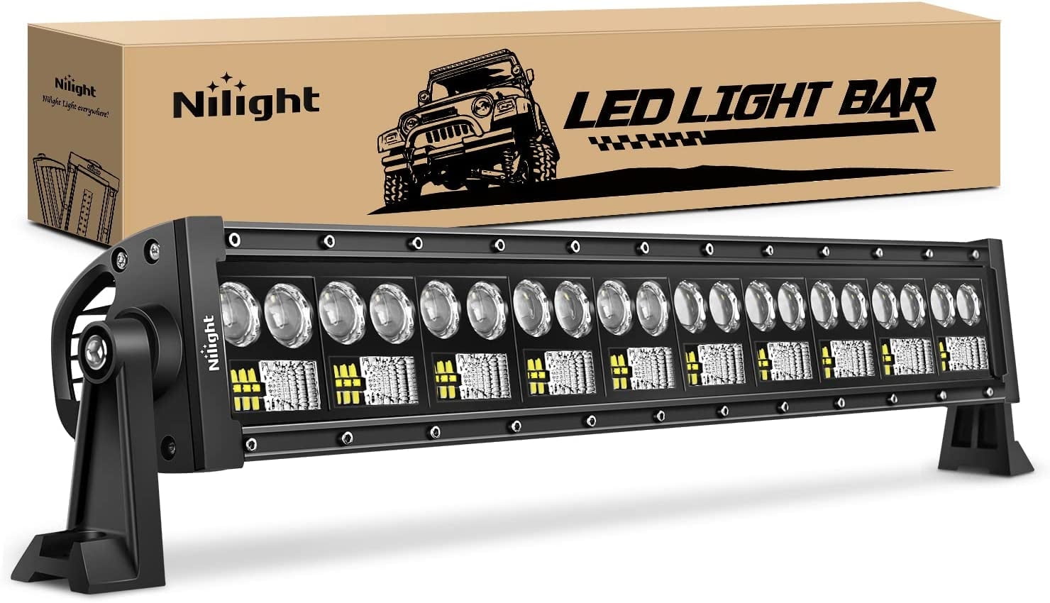 Nilight LED Light Bar 22Inch 150W 7D 15000LM Double Row Flood Spot Combo Off Road Led Bar Driving Lights Boat Lights Super Bright for Truck Golf Cart SUV ATV UTV Boat, 2 Years Warranty