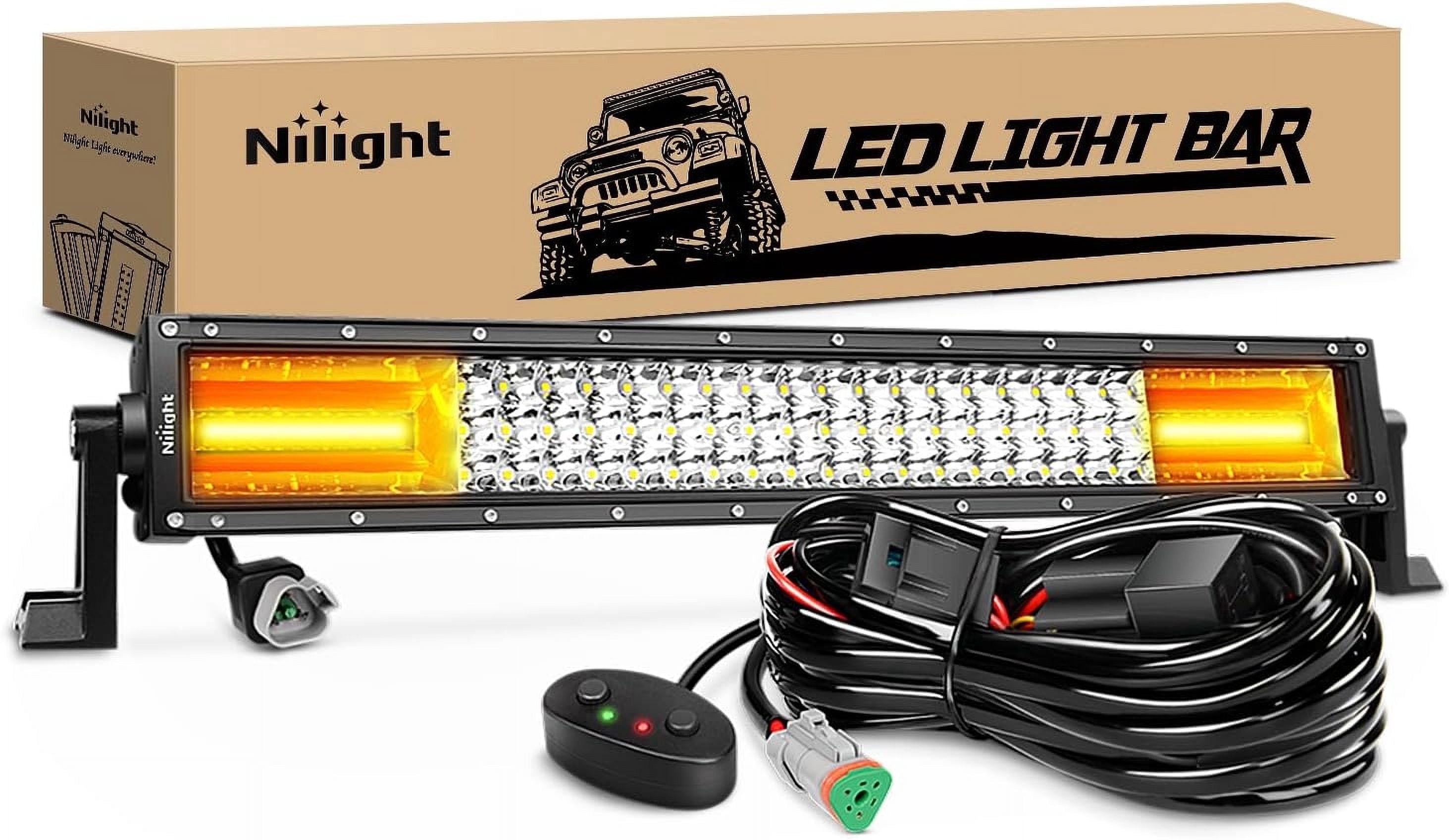 Nilight - LED Light Bar 22Inch 270W White & Amber Triple Row 13500LM Flood Spot Combo Led Bar Off Road Lights for Trucks with Wiring Harness Kit