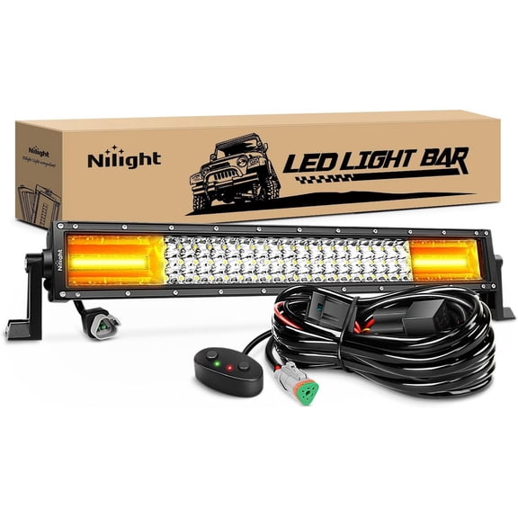 Nilight - LED Light Bar 22Inch 270W White & Amber Triple Row 13500LM Flood Spot Combo Led Bar Off Road Lights for Trucks with Wiring Harness Kit